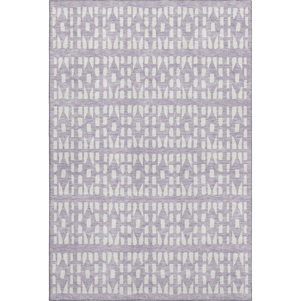 HomeRoots 8' X 10' Stylish Lavender & Ivory Geometric Area Rug - Washable, UV Protected, Ideal for Homes 676276