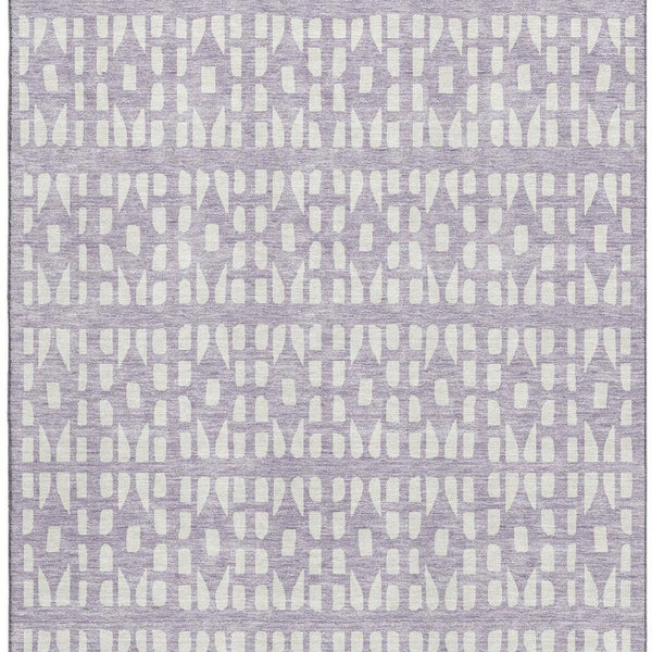 HomeRoots 8' X 10' Stylish Lavender & Ivory Geometric Area Rug - Washable, UV Protected, Ideal for Homes 676276