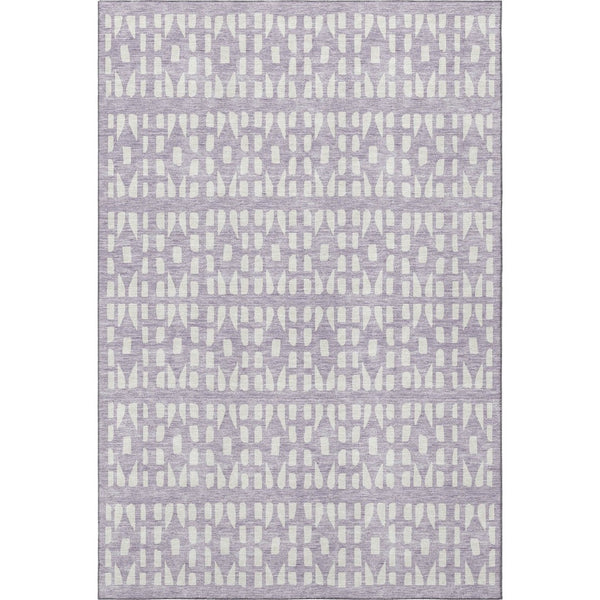 HomeRoots 8' X 10' Stylish Lavender & Ivory Geometric Area Rug - Washable, UV Protected, Ideal for Homes 676276