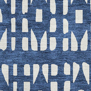HomeRoots 5' X 8' Navy Blue & Ivory Geometric Area Rug - Washable, UV Protected, Durable for Active Homes 676280