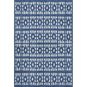 HomeRoots 9' X 12' Navy Blue Geometric Area Rug – Stain-Resistant, UV-Protected, Ideal for High-Traffic Spaces 676283