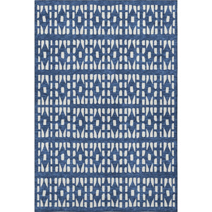 HomeRoots 9' X 12' Navy Blue Geometric Area Rug – Stain-Resistant, UV-Protected, Ideal for High-Traffic Spaces 676283