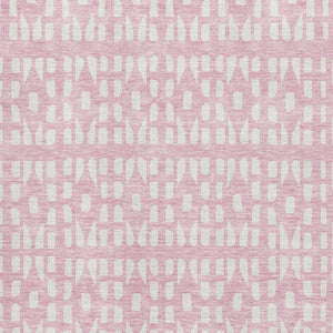 HomeRoots 5' X 8' Pink and Ivory Geometric Washable Area Rug - Stylish, Durable, UV Protected for Modern Spaces 676286