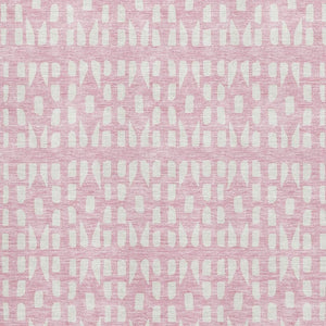 HomeRoots 8' X 10' Pink and Ivory Geometric Area Rug - Washable, UV-Protected, Stylish & Durable for Homes 676288
