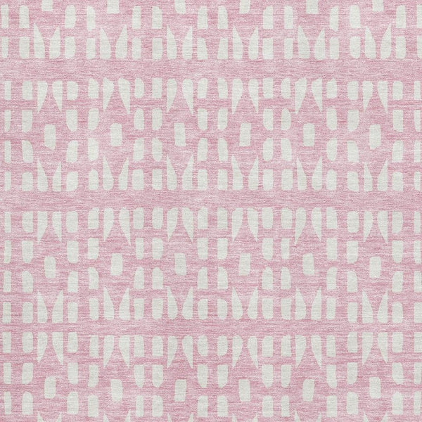 HomeRoots 8' X 10' Pink and Ivory Geometric Area Rug - Washable, UV-Protected, Stylish & Durable for Homes 676288