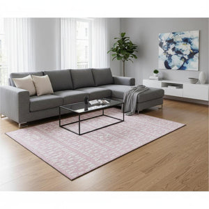 HomeRoots 9' X 12' Pink Geometric Washable Area Rug with UV Protection – Stylish, Soft, Stain-Resistant Design! 676289