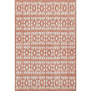 HomeRoots 5' X 8' Salmon & Ivory Geometric Area Rug - Washable, UV Protected, Ideal for Homes with Kids & Pets 676292