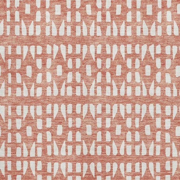 HomeRoots 8' X 10' Stylish Salmon and Ivory Geometric Area Rug - Stain Resistant, UV Protected, and Durable! 676294