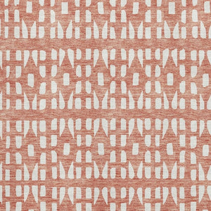 HomeRoots 9' X 12' Salmon and Ivory Geometric Area Rug - Washable, Stain Resistant, UV Protection for Durability 676295