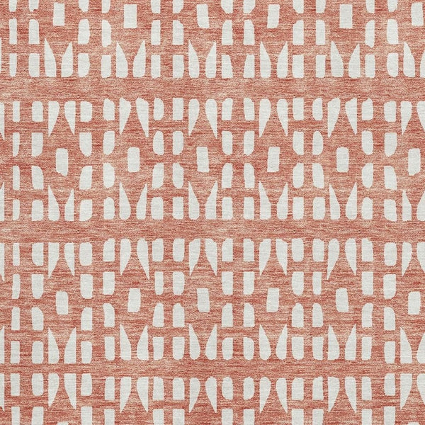 HomeRoots 9' X 12' Salmon and Ivory Geometric Area Rug - Washable, Stain Resistant, UV Protection for Durability 676295