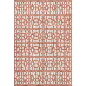 HomeRoots 10' Salmon & Ivory Geometric Washable Area Rug – UV Protected, Stain Resistant, Perfect for Busy Homes 676296