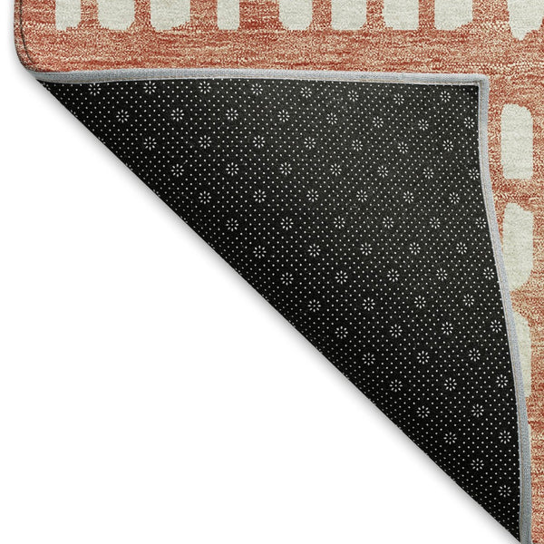HomeRoots 10' Salmon & Ivory Geometric Washable Area Rug – UV Protected, Stain Resistant, Perfect for Busy Homes 676296