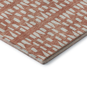 HomeRoots 10' Salmon & Ivory Geometric Washable Area Rug – UV Protected, Stain Resistant, Perfect for Busy Homes 676296