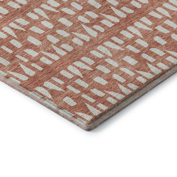 HomeRoots 10' Salmon & Ivory Geometric Washable Area Rug – UV Protected, Stain Resistant, Perfect for Busy Homes 676296
