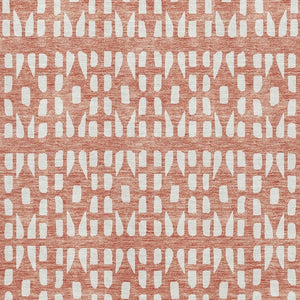 HomeRoots 10' Salmon & Ivory Geometric Washable Area Rug – UV Protected, Stain Resistant, Perfect for Busy Homes 676296