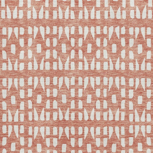 HomeRoots 10' Salmon & Ivory Geometric Washable Area Rug – UV Protected, Stain Resistant, Perfect for Busy Homes 676296