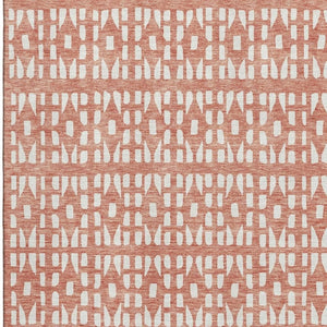 HomeRoots 10' Salmon & Ivory Geometric Washable Area Rug – UV Protected, Stain Resistant, Perfect for Busy Homes 676296
