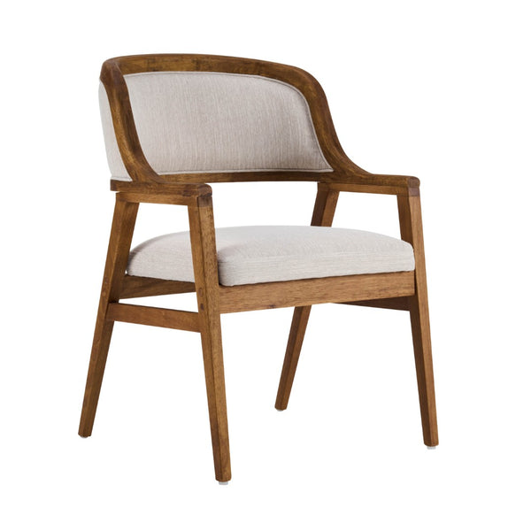 English Elm Mid-century Modern Upholstered Dining Arm Chairs with Rubberwood Frame Set of 2 Beige,Walnut N768P382497W