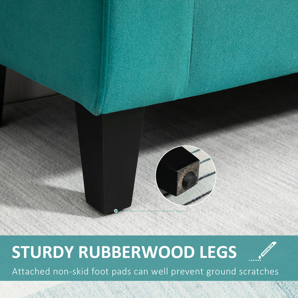 English Elm HOMCOM Button-Tufted Velvet Storage Ottoman Bench with Rolled Arms, Flip-Top Seat & Rubberwood Legs W2225P217740