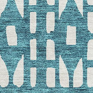 HomeRoots 8' X 10' Stylish Teal & Ivory Geometric Area Rug – Durable, Washable, UV Protected for Everyday Use 676300