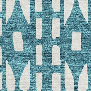 HomeRoots 9' X 12' Teal & Ivory Geometric Area Rug - Washable, UV Protected, Stylish for Homes with Kids & Pets! 676301