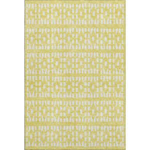HomeRoots 5' X 8' Yellow and Ivory Geometric Area Rug - Durable, Washable, UV-Protected for Modern Spaces! 676304