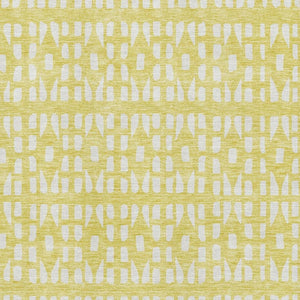 HomeRoots 5' X 8' Yellow and Ivory Geometric Area Rug - Durable, Washable, UV-Protected for Modern Spaces! 676304