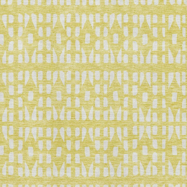 HomeRoots 5' X 8' Yellow and Ivory Geometric Area Rug - Durable, Washable, UV-Protected for Modern Spaces! 676304