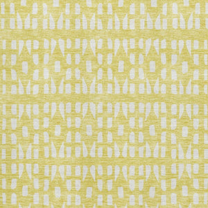 HomeRoots 8' X 10' Stylish Yellow and Ivory Geometric Area Rug – Washable, UV Protected, Non-Slip Comfort! 676306