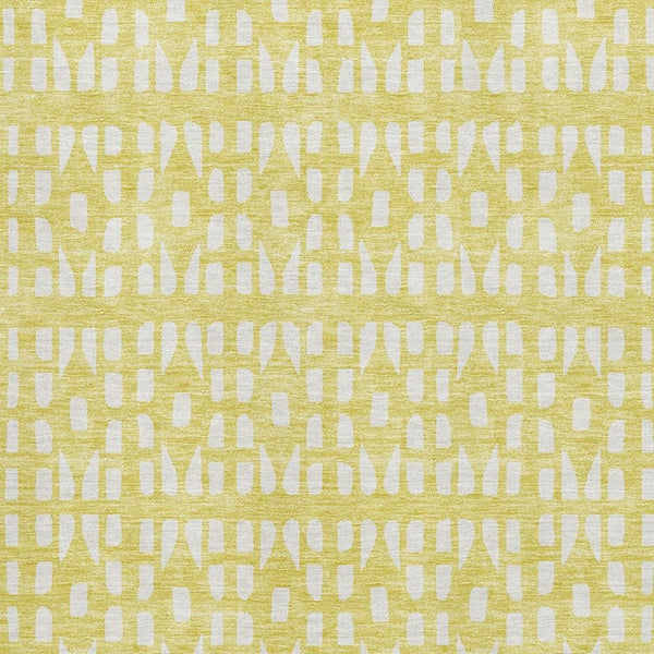 HomeRoots 8' X 10' Stylish Yellow and Ivory Geometric Area Rug – Washable, UV Protected, Non-Slip Comfort! 676306