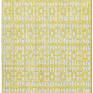 HomeRoots 8' X 10' Stylish Yellow and Ivory Geometric Area Rug – Washable, UV Protected, Non-Slip Comfort! 676306