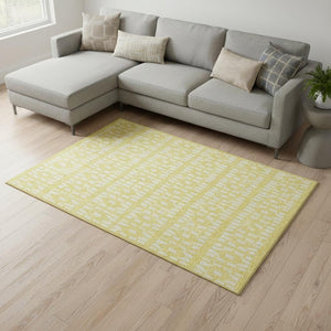 HomeRoots 9' X 12' Yellow & Ivory Geometric Washable Area Rug – Stylish, Durable, UV-Protected for Homes 676307