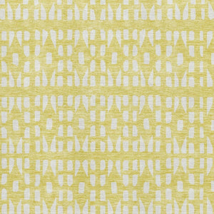 HomeRoots 9' X 12' Yellow & Ivory Geometric Washable Area Rug – Stylish, Durable, UV-Protected for Homes 676307