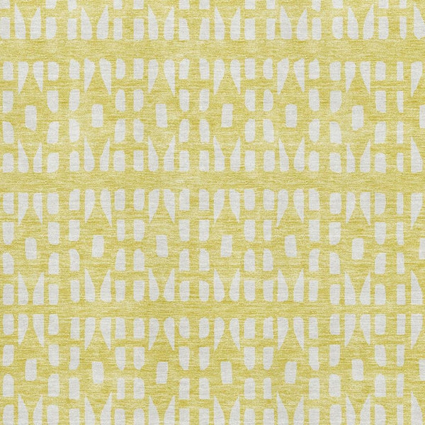 HomeRoots 9' X 12' Yellow & Ivory Geometric Washable Area Rug – Stylish, Durable, UV-Protected for Homes 676307