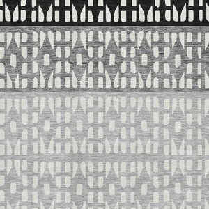 HomeRoots 5' X 8' Modern Black, Gray & Ivory Geometric Area Rug - Washable, Durable, UV Protected for Homes 676310