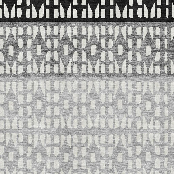 HomeRoots 5' X 8' Modern Black, Gray & Ivory Geometric Area Rug - Washable, Durable, UV Protected for Homes 676310