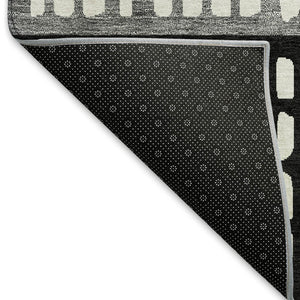 HomeRoots 8' X 10' Washable Black Gray Ivory Geometric Area Rug - Durable, Stain-Resistant, UV Protected Design 676312