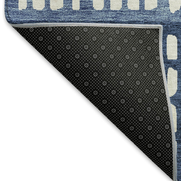 HomeRoots 8' X 10' Blue and Ivory Geometric Area Rug – Washable, UV-Protected, Stylish & Durable Design for Homes 676318