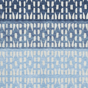 HomeRoots 8' X 10' Blue and Ivory Geometric Area Rug – Washable, UV-Protected, Stylish & Durable Design for Homes 676318