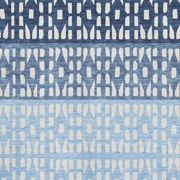 HomeRoots 8' X 10' Blue and Ivory Geometric Area Rug – Washable, UV-Protected, Stylish & Durable Design for Homes 676318