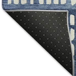 HomeRoots 10' X 14' Blue and Ivory Geometric Area Rug - Stylish, Washable, UV-Protected, Perfect for Families! 676320