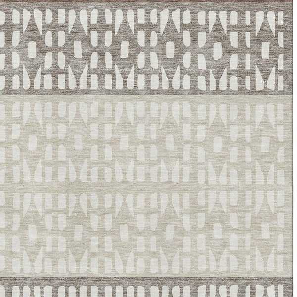 HomeRoots 5' X 8' Chocolate & Beige Geometric Area Rug – Stylish, Washable, UV-Protected for Family-Friendly Spaces 676322