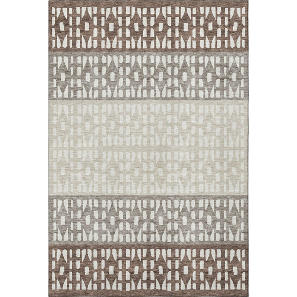 HomeRoots 5' X 8' Chocolate & Beige Geometric Area Rug – Stylish, Washable, UV-Protected for Family-Friendly Spaces 676322