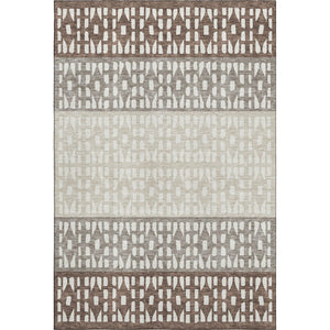 HomeRoots 8' X 10' Chocolate Beige Geometric Washable Area Rug - UV Protection, Stain Resistant, Durable Design 676324