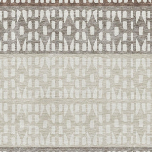 HomeRoots 8' X 10' Chocolate Beige Geometric Washable Area Rug - UV Protection, Stain Resistant, Durable Design 676324