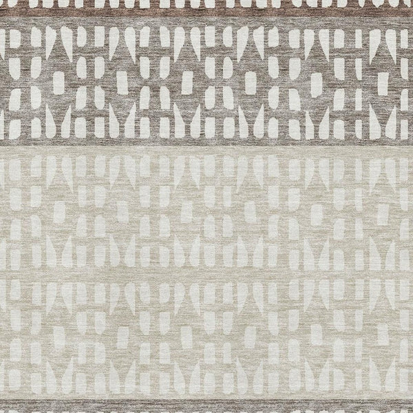 HomeRoots 8' X 10' Chocolate Beige Geometric Washable Area Rug - UV Protection, Stain Resistant, Durable Design 676324