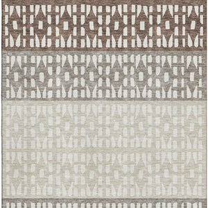 HomeRoots 8' X 10' Chocolate Beige Geometric Washable Area Rug - UV Protection, Stain Resistant, Durable Design 676324