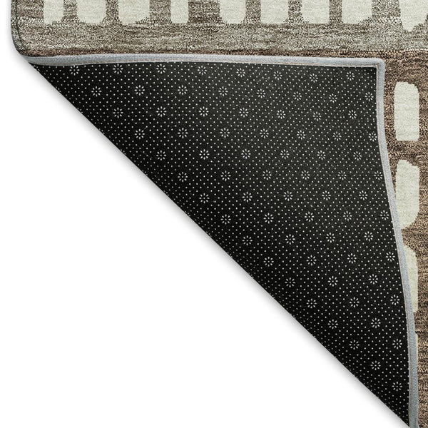 HomeRoots 10' Chocolate and Beige Geometric Area Rug - Washable, Stain-Resistant, UV Protected for Families 676326