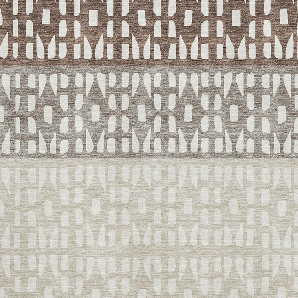 HomeRoots 10' Chocolate and Beige Geometric Area Rug - Washable, Stain-Resistant, UV Protected for Families 676326