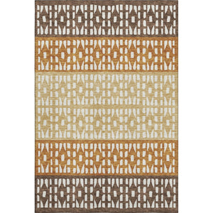 HomeRoots 5' X 8' Coffee Copper & Ivory Geometric Washable Area Rug - Stylish, Durable & UV Protected Design! 676328